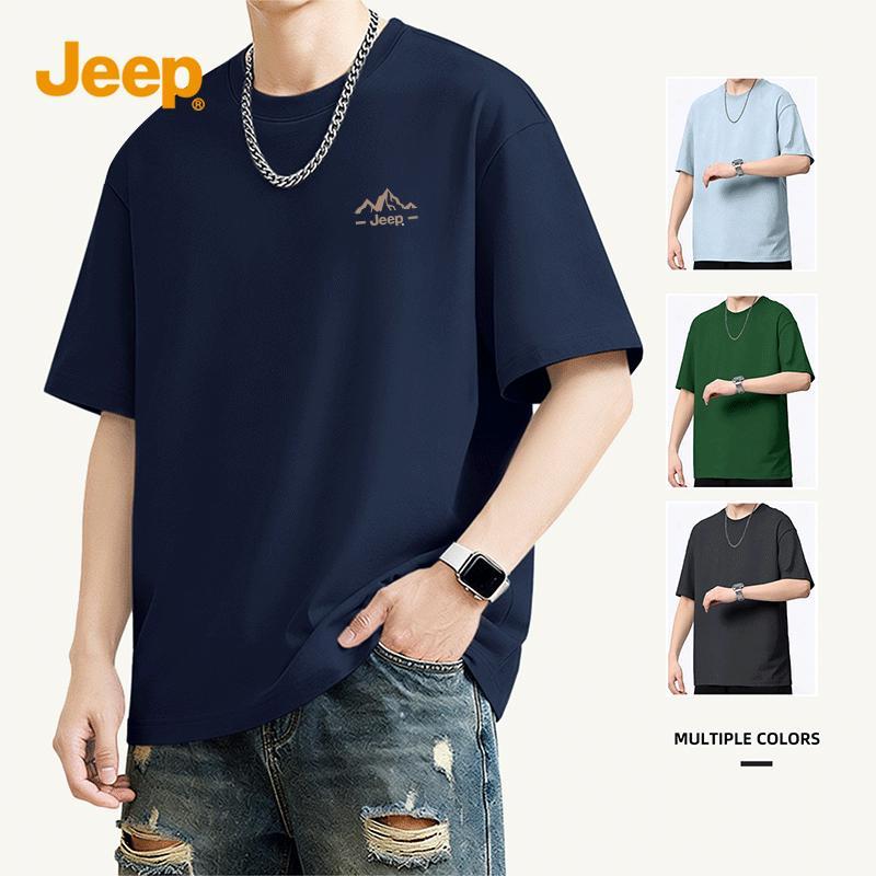 JEEP Men s 2026 Summer Heavyweight Colorfast Short Sleeve T-Shirt L