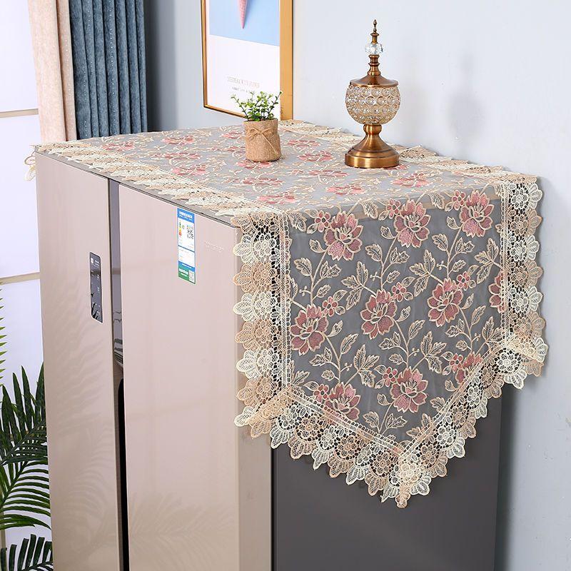Refrigerator Cover Cloth Single Opening Washing Machine Cover Refrigerator Dust Cover Lace Oil Proof Cover Cloth Covering Dust Cloth