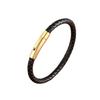 Adjustable Snap Closure Handwoven Leather Bracelet For Men Stylish Cuff Fashion Accessory Durable Comfortable