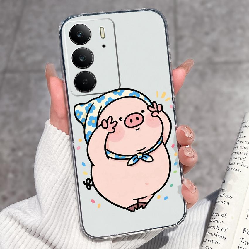 For Oppo Realme C75 C75x C71 C67 C63 C55 C35 C33 C21Y C20 C15 Clear Phone Covers Adorable Cat Patterns Screen Protector Dustproof Case For Oppo Casing