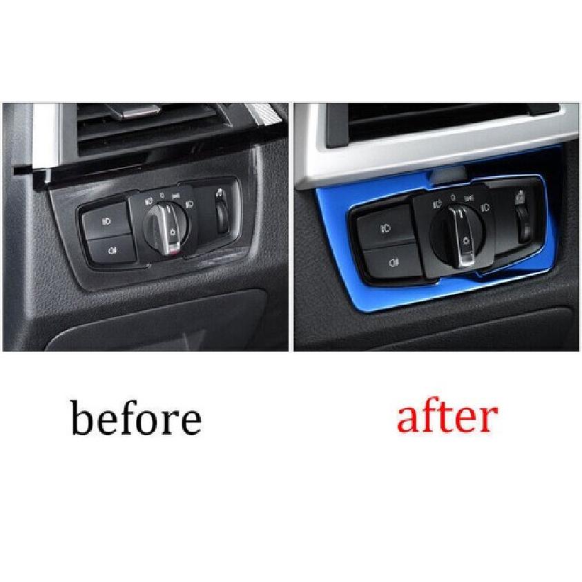 For BMW 3 4 Series Cover Trim Blue Titanium Car Headlight Switch Control 2013-19