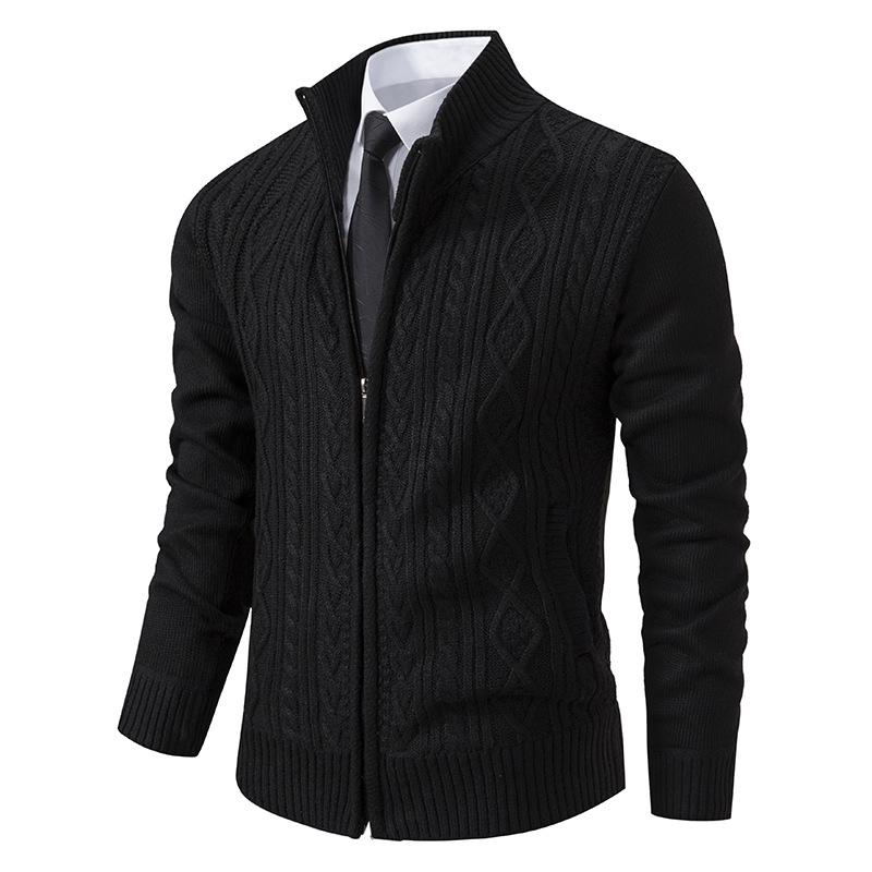 Men's Trendy Knitted Stand-Up Collar Sweater Cardigan - Autumn/Winter Warmth