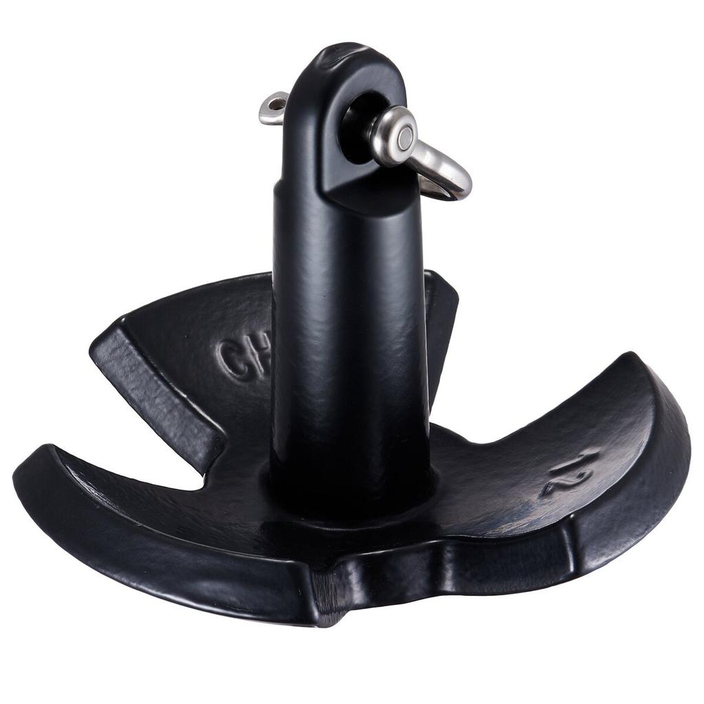 River Anchor 12 LBS Boat Anchor Cast Iron Black Vinyl-Coated with Shackle