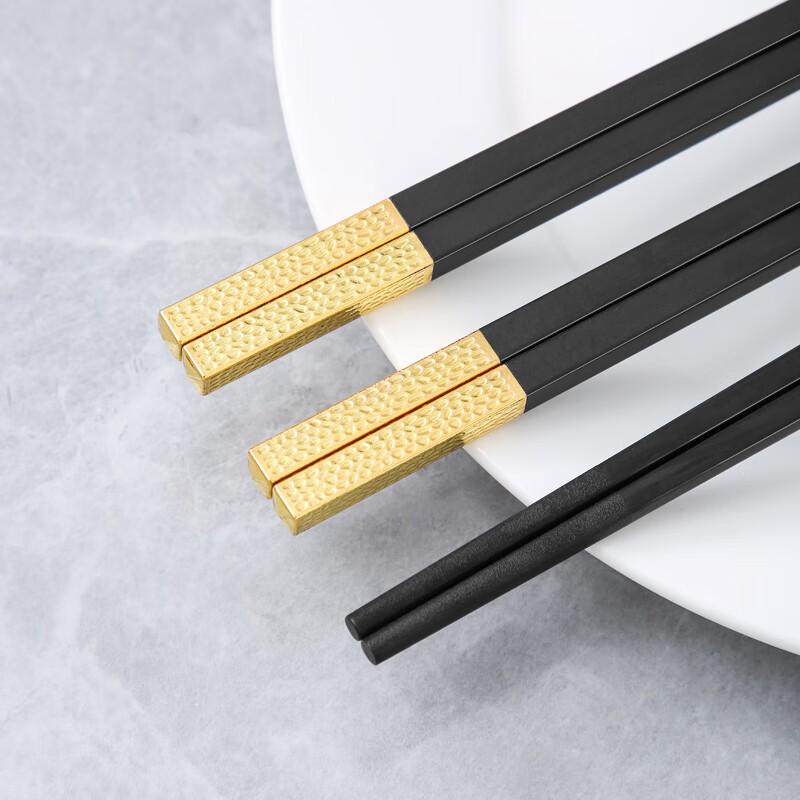 

Elegant Black Alloy Chopsticks with Silver Heads, 10 Pairs