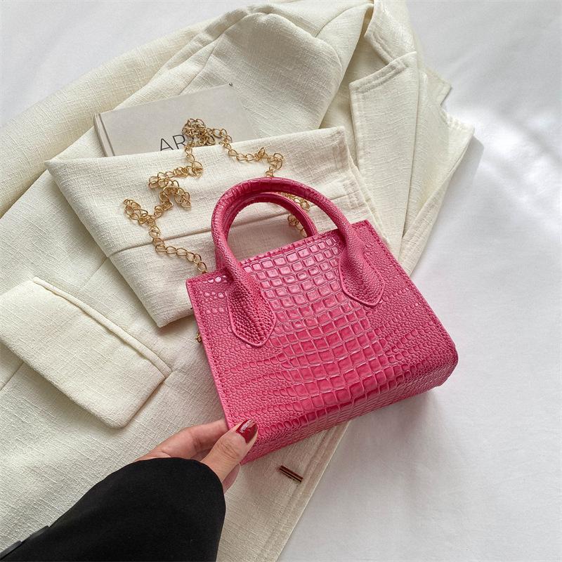 Chic Urban Minimalist Women's Chain Shoulder Bag In Black Pink Khaki And Purple