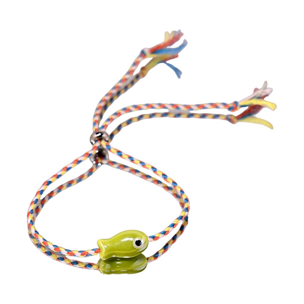 Stylish Bohemian Multicolor Ceramic Fish Bracelet Handmade Jewelry for Women Adjustable Wrist Anklet Accessory