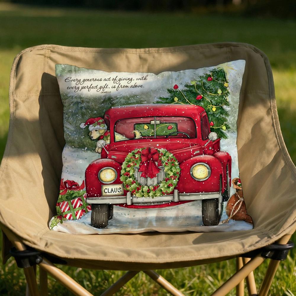 Christmas Red Candle Cushion Cover Soft Reversible  Durable Pillow Cover  MultiScene Use for Home  Car Daily Comfort