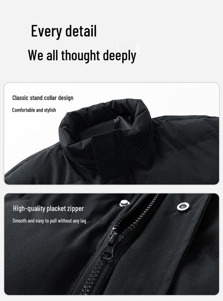 Autumn Winter 2025 Men's Stand Collar Thick Velvet Padded Cotton Jacket