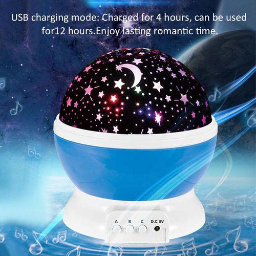 Baby-Nachtlicht mit Musik-Sternprojektor, romantische rotierende Tischlampe für Kinder, mehrere Farben