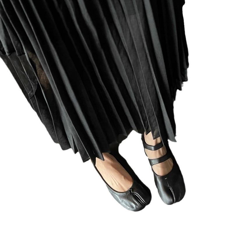 Cowhide version~ New split-toed Mary Jane silver single shoes women's cloud ballet shoes flat grandma shoes