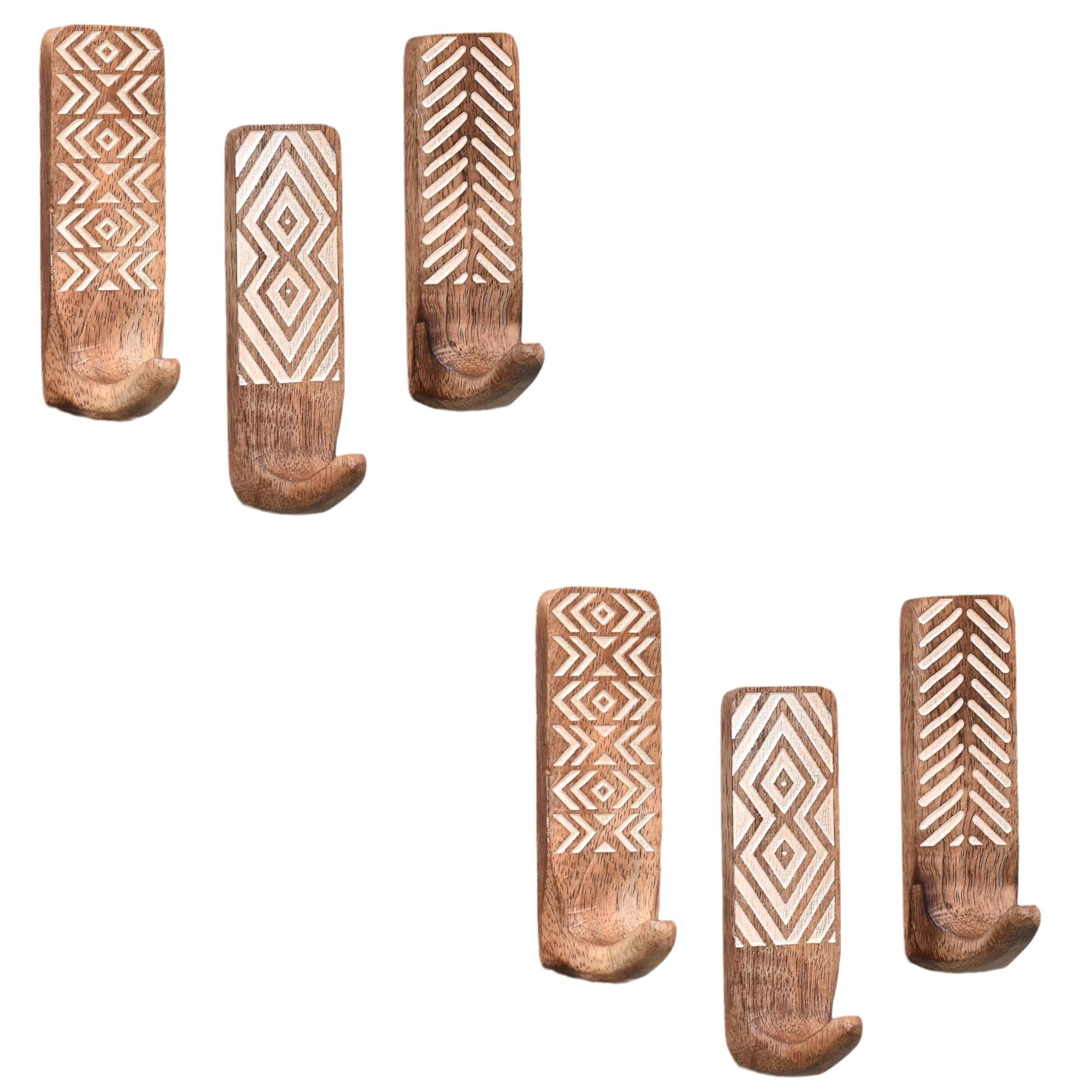 

6 шт. деревянных настенных крючков - простая установка, без повреждений, самоклеящиеся вешалки для пальто и полотенец для ванной комнаты и домашнего декора 6pcs