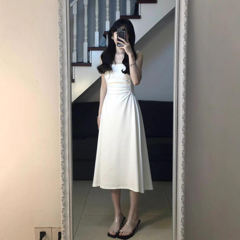 Hepburn-Style Slim Fit French Midi Dress 2025
