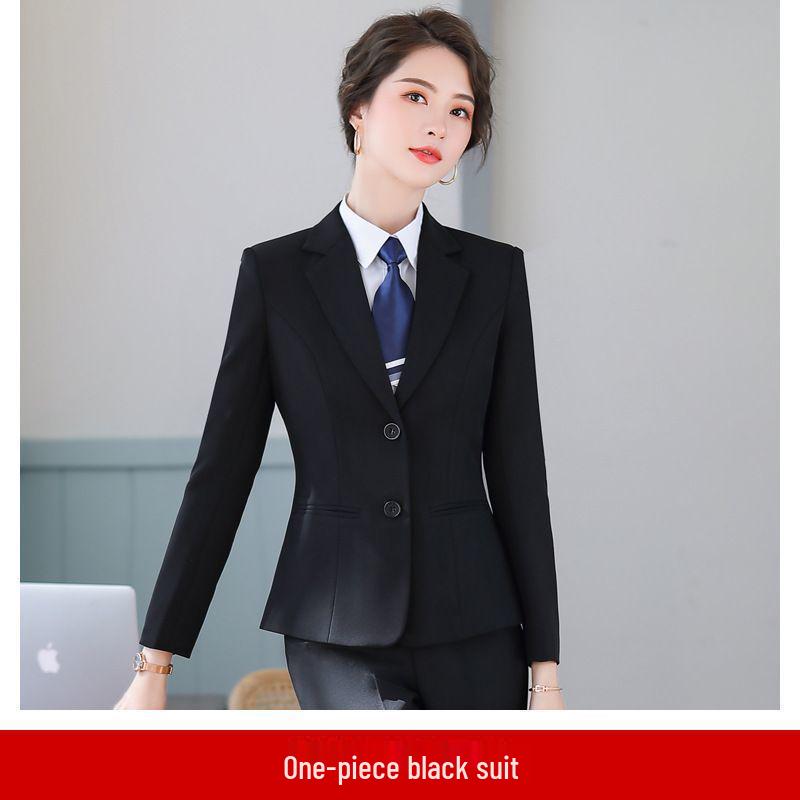 Women's Professional Two-Button Suit Set - Long Sleeve, Perfect for Spring and Autumn or College Student Interviews