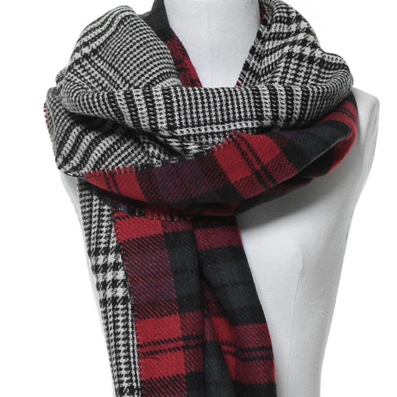 

Шарф в клетку «Тысяча птиц», имитация кашемира, подходящая по цвету, большая двусторонняя шаль в клетку для женщин 180*85 коричневый