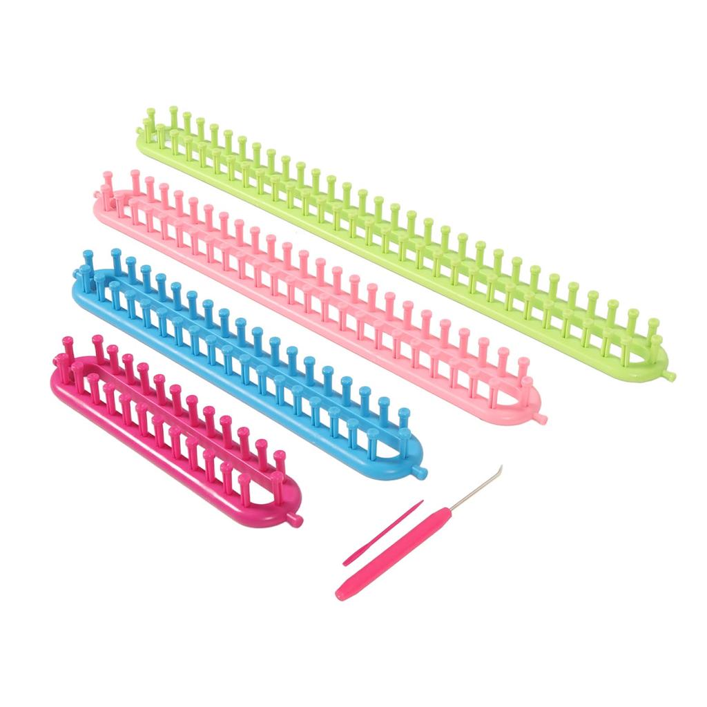 6pcs Long Knitting Loom Set Rectangle Plastic Weaving Looms Set Knitting Loom Set with Hook Needle