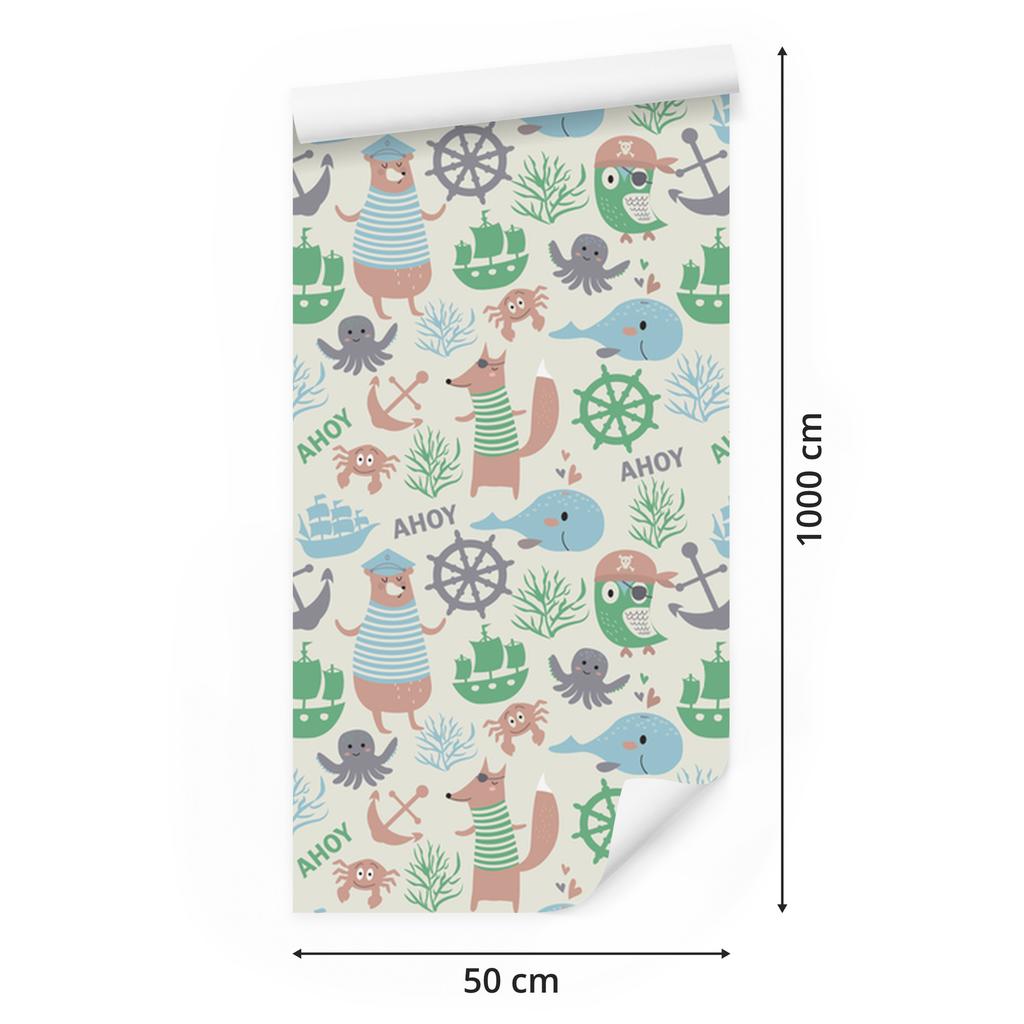 Animals Pirates Wallpaper for Living Room and Bedroom 50x1000