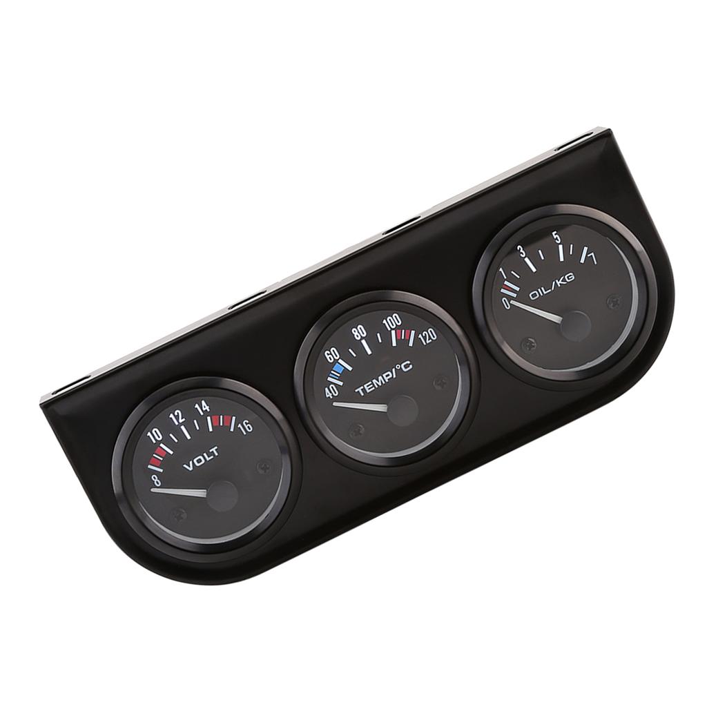 52mm Triple Gauges 3 In 1 Voltmeter Water Temp Gauge Oil Pressure Meter W Sensor For Car Truck