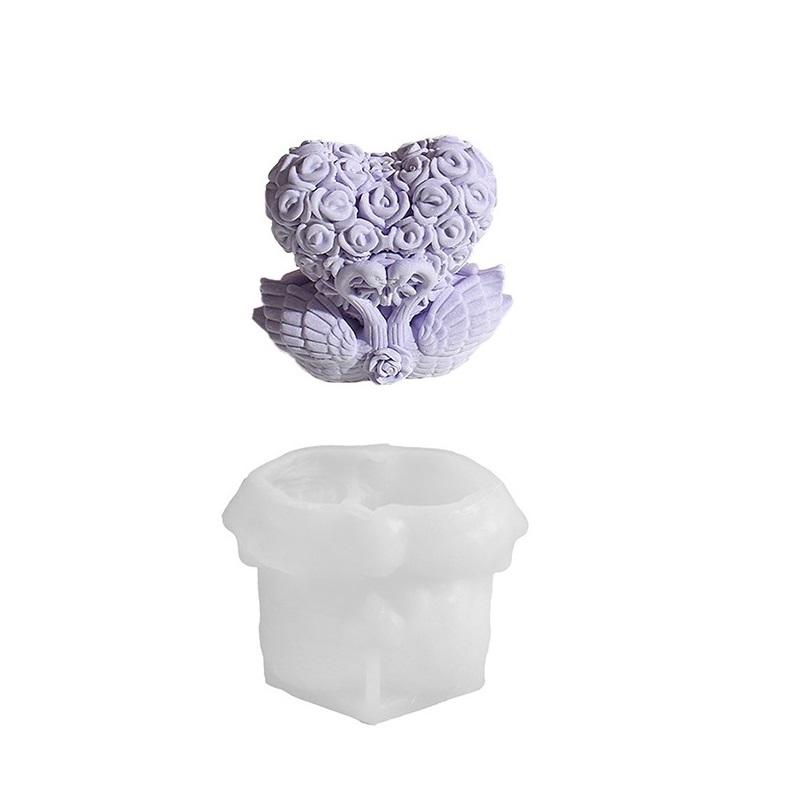 Heart Silicone Mold Non Stick 3d Rose Candle Mold Silicone Candle Mold Rubber For Candle Making Resin Crafts Chocolate