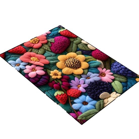 Fußmatte 3D Blumenmuster Starke Wasseraufnahme Schnell trocknend Anti-Rutsch Fußmatte Schlafzimmer Badezimmer Balkon Teppich