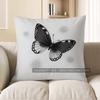 Home Decor Black Butterfly & White Flowers Throw Pillow Pattern Cushion Cover Suitable For Sofa Bedroom Car Pillow Cover
