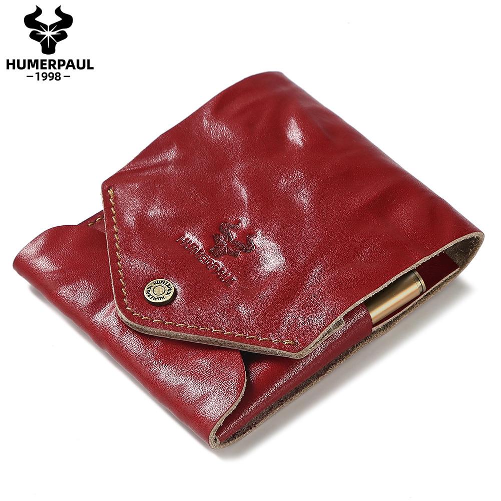 Humerpaul The First Layer of Cowhide Wallet Card Case Compact Exquisite Solid Color Casual Small Bag Portable