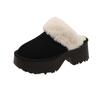 Warm and heightened thick-soled fluffy slippers for women's outer wear 2025 new autumn and winter velvet non-slip cotton slippers thick-soled slippers