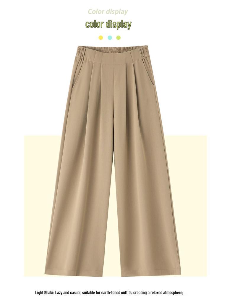 Urban Tencel Acetate Wool Elastic-Waist Wide-Leg Pants - Lazy Style
