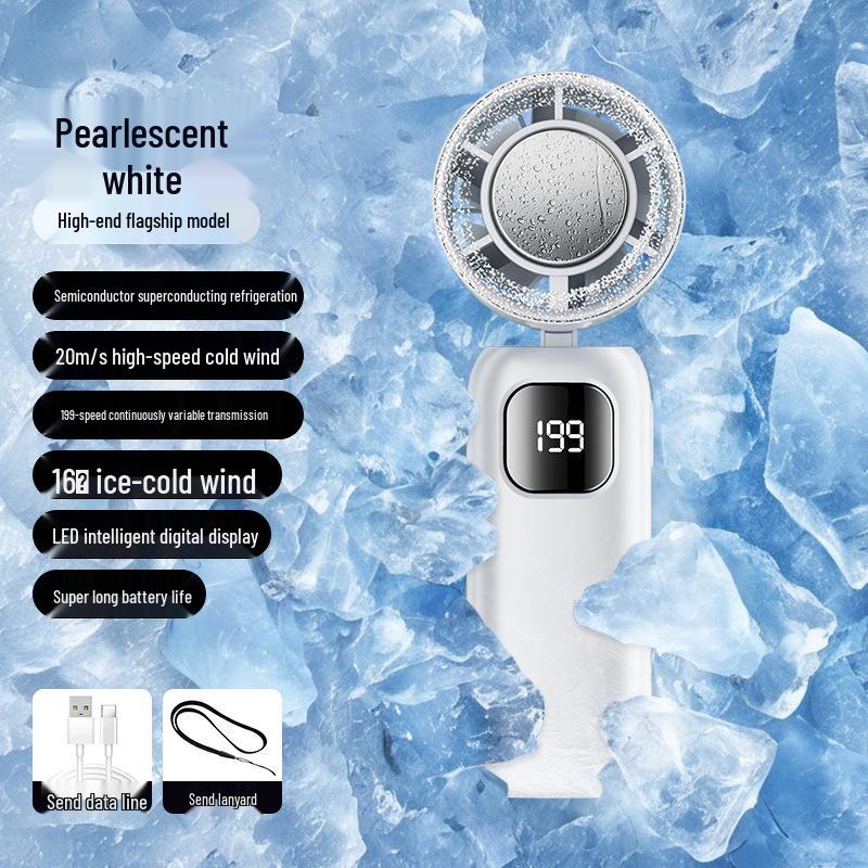 Portable Leafless Mini Fan with Semiconductor Cooling and Ice Pack