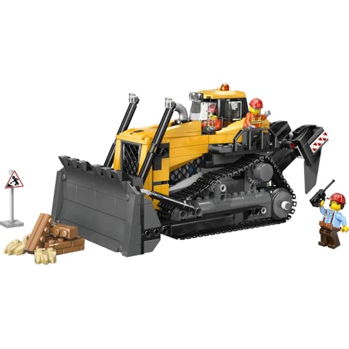 LEGO City Bulldozer Toy Playset 60466 Yellow Building Vehicle Blocks for Boys and Girls Ages 8-10 Kids Children School Minifigure