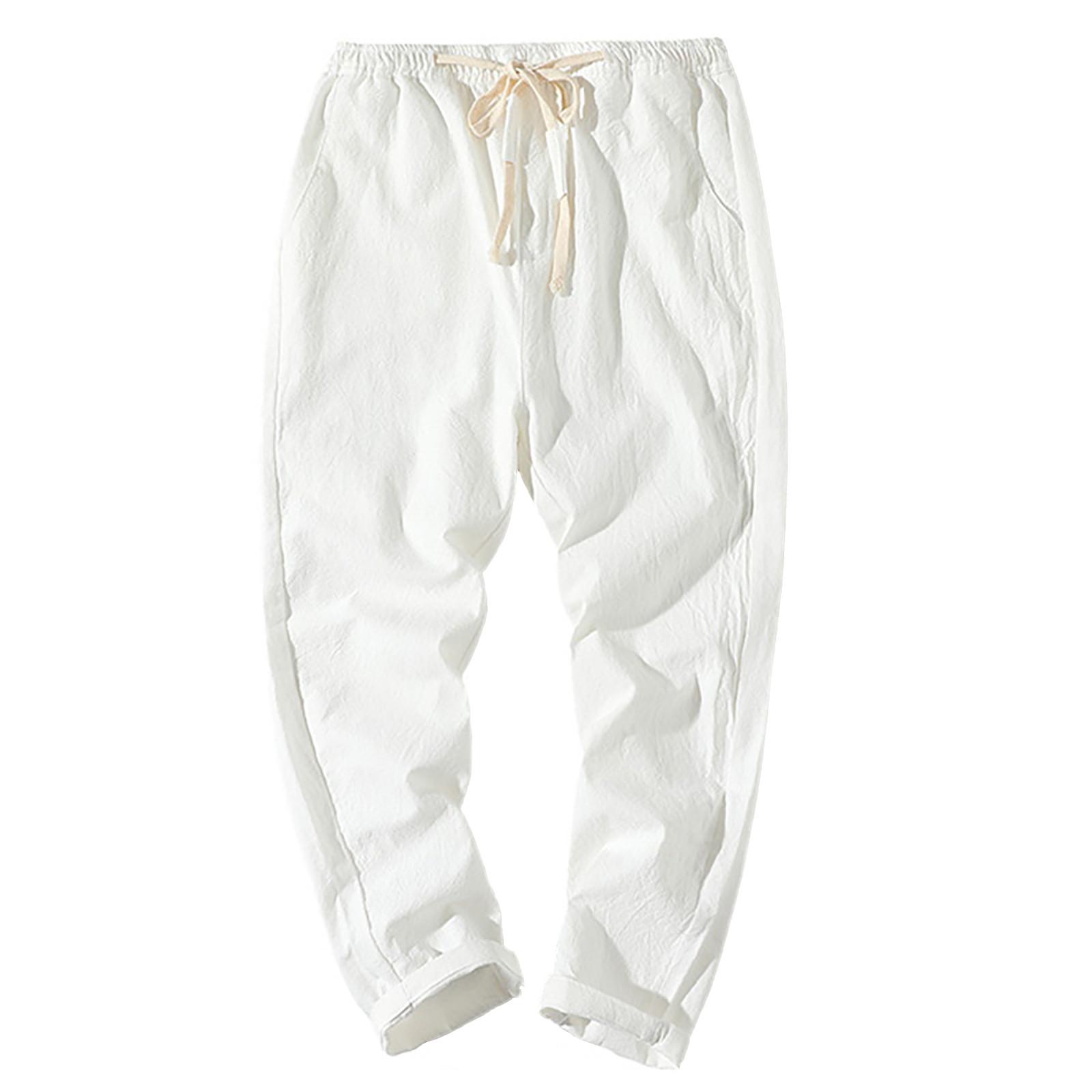 

Мужские домашние модные повседневные базовые свободные дышащие быстросохнущие брюки XXXL белый