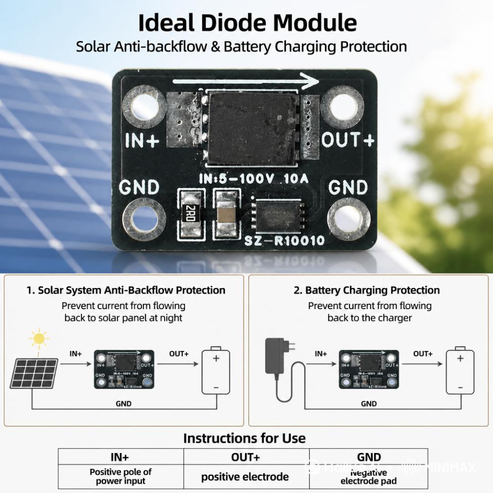 20A/25A/30A high-current ideal diode module DC 4-90V/60V Anti-Reverse Flow for Solar Charging & Battery protect module