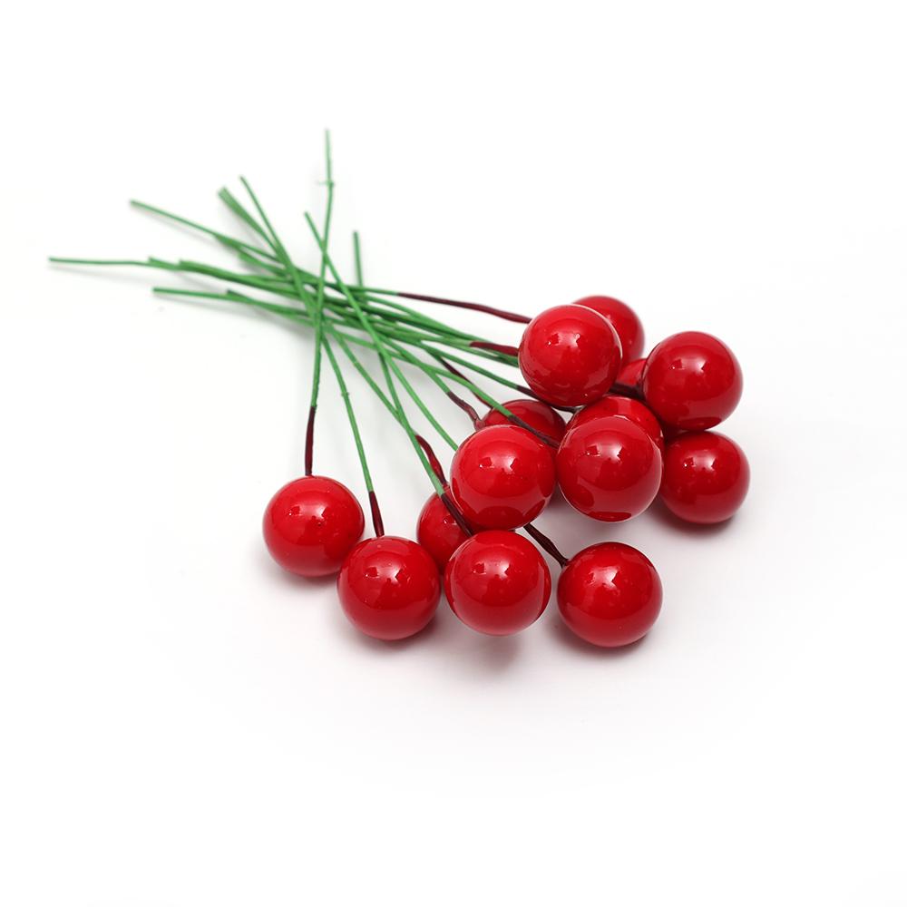 

300/50 шт. имитация рождественских ягод, искусственные ягоды падуба, красные фрукты, вишневые цветы, сделай сам, рождественский венок, украшение для вечеринки 50PCS красный