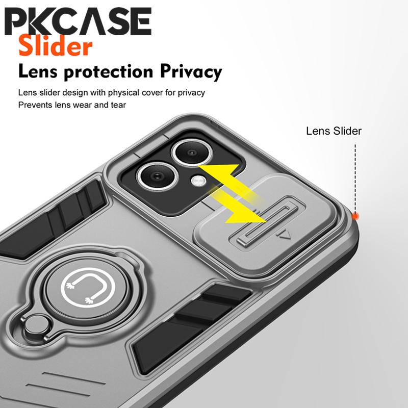 PKCASE Slide Push Window Case For Infinix Spark 30 Pro 20C 20 Go POP 9 8 Car Magnetic Stand Cover For Tecno Camon 30S Pova 5 Pro