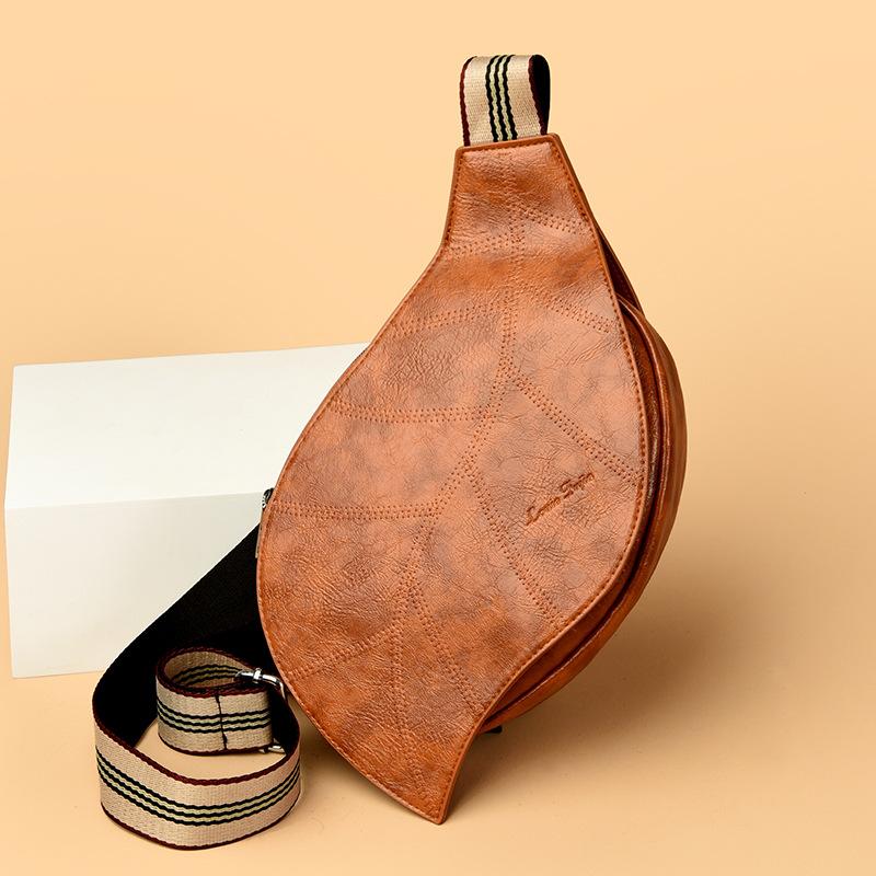 Women's Lightweight Retro Purse Packs Cute Leaf Shaped Faux Leather Crossbody Purse Bag with Adjustable Strap Shoulder Satchel Backpack for Women