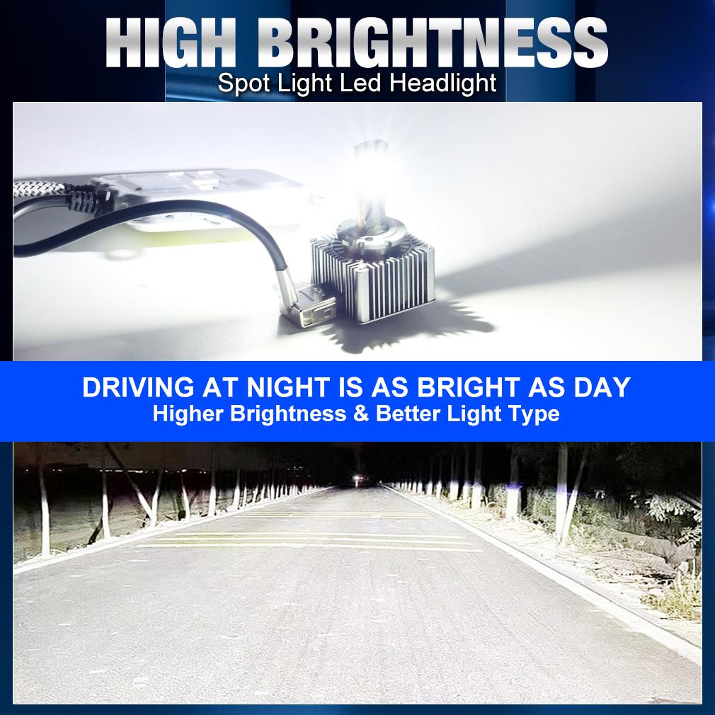 2 Pezzi 80000Lm Lampadine LED per Fari D3S 300W D1S D2S D4S D1R D2R D3R D4R Turbo LED CSP Tubo Doppio in Rame Luci per Fari BMW Benz Volvo 6000K Bianco