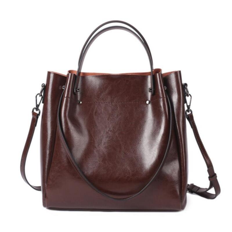 

Genuine Leather Women Bucket Bag Casual ladies crossbody Hand Bag High Quality Cowhide Commuter Shoulder Bag for girls кофейный
