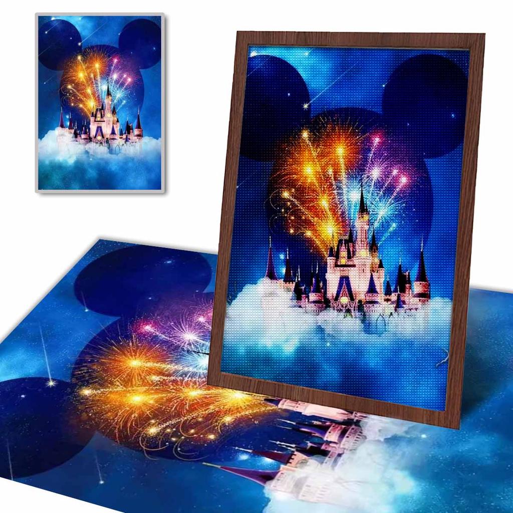 DIY Diamond Painting Castles and Fireworks Cross Stitch Kit Mosaic Art Diamond Painting Full Circle Diamond Home Decoration