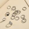 Exaggerated Punk Style Metal Ring Star Black Ring 13-piece Set