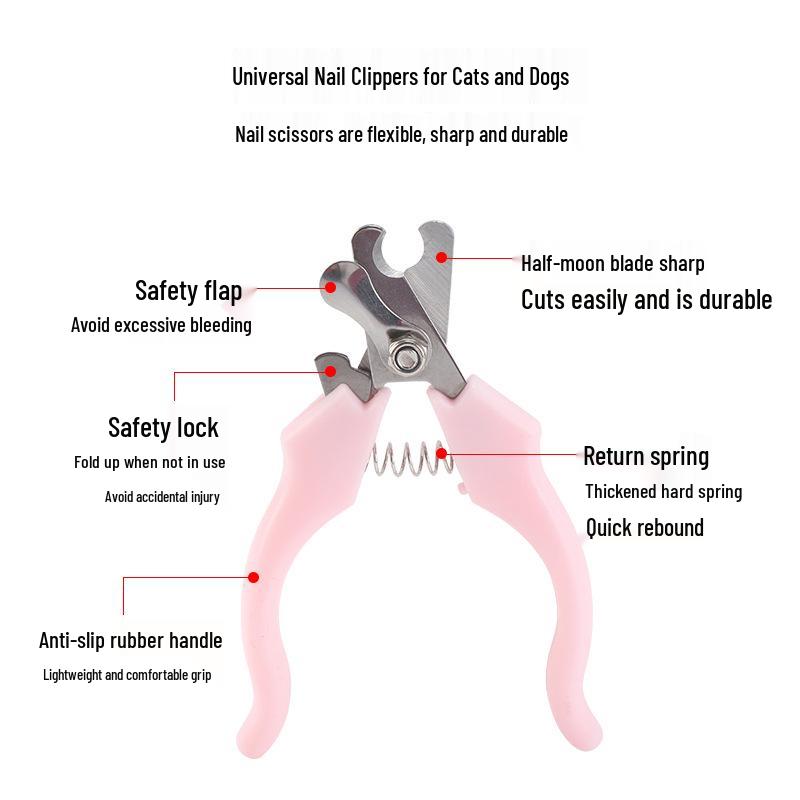Universal Safe Stainless Steel Nail Clippers with File for Cats and Dogs