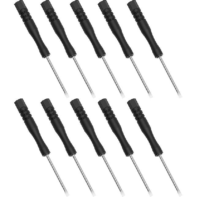 10PCS Mini Slotted Screwdriver, 3mm Flat Head for Watch Eyeglasses Electronics Toy Repair, Non-magnetic, 1.77 (45mm) Total Length (Blue Handle) 3mm（L80mm）Black