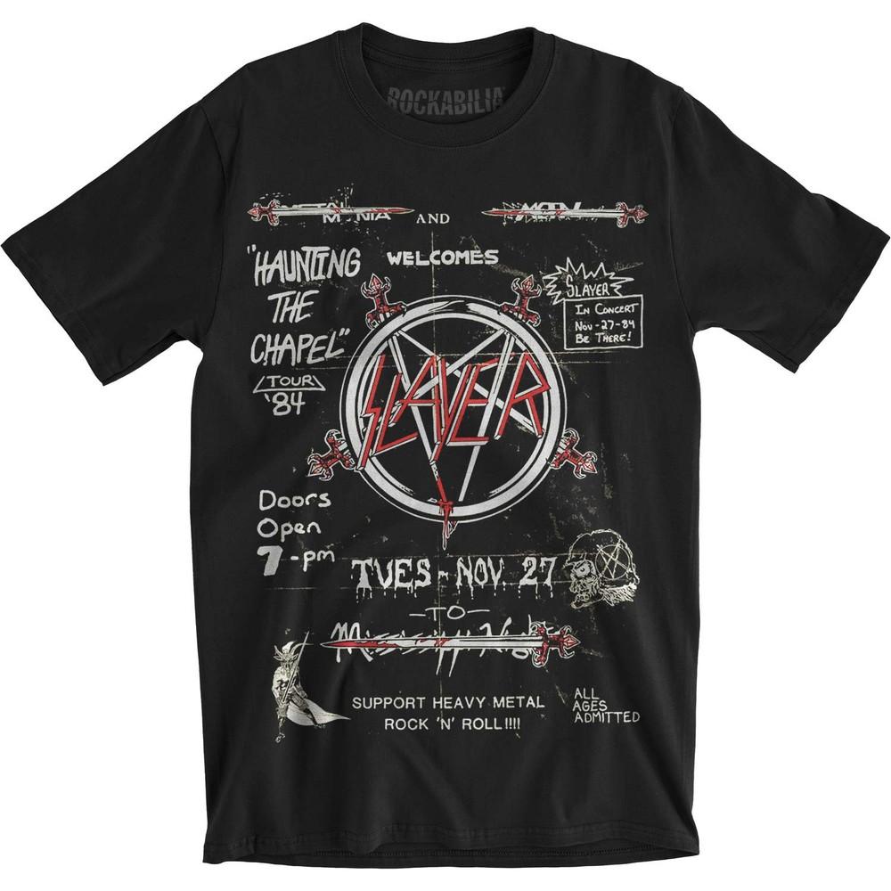 Slayer Haunting 84 Flier Slim Fit T-shirt X-Large Black Unisex T-Shirt S