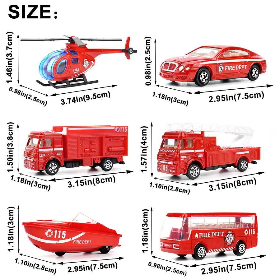 6 Kinds Diecast Fire Truck Mini Alloy 