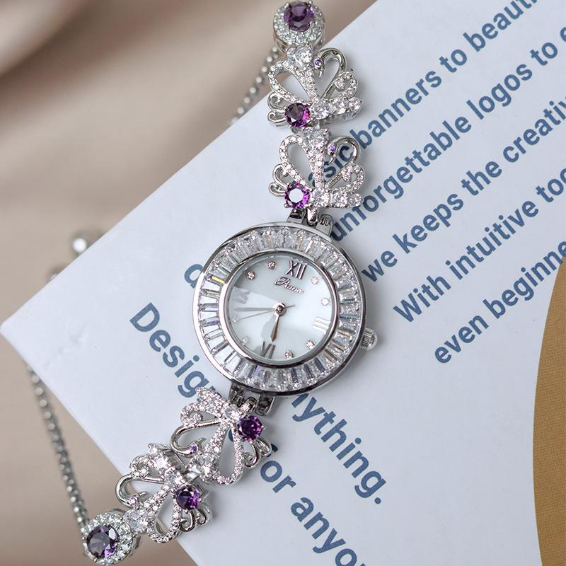 

CQ353 Модные женские часы Легкая роскошь Белый лебедь Высокое ювелирное искусство Инкрустированный нефритовый браслет Кварцевые часычасы для женщины