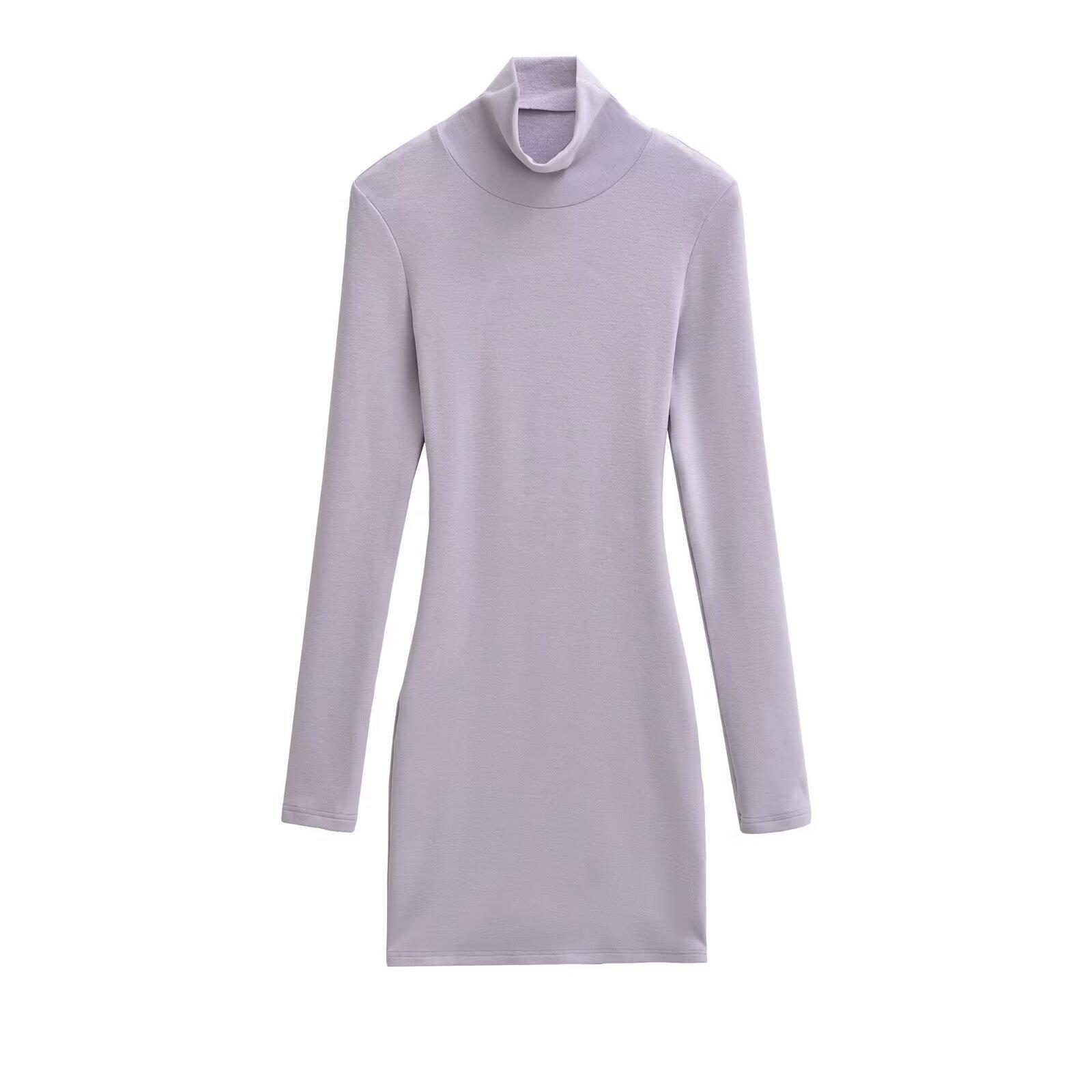 

Trendy Women s Backless Long Sleeve Slim Fit Dress - Sexy Hollowed-out, High Neck, Waist-cinching, Hip-hugging Skirt L