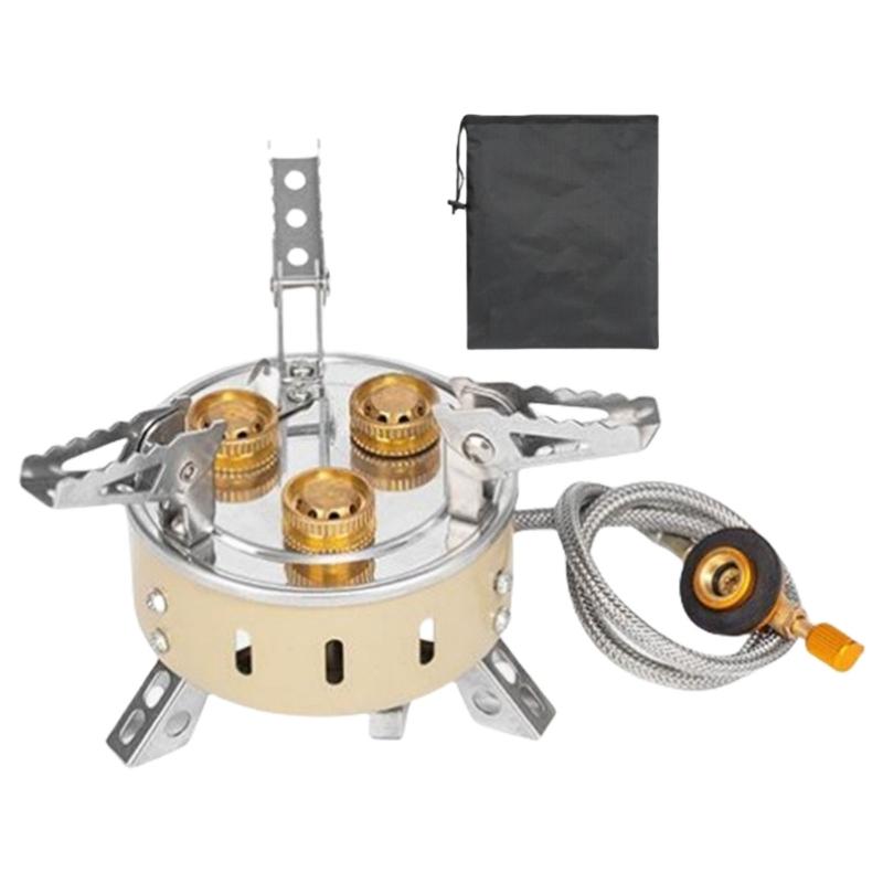 Portables Camping Gas Stove Burners Wideseas Camping Gas Burners Tourist Burners for Outdoor Cooking Hiking Three core furnace