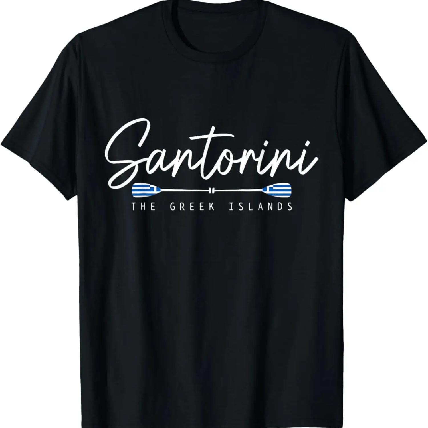 

Santorini Greece Greek Flag Holiday Souvenir T-Shirt S чёрный