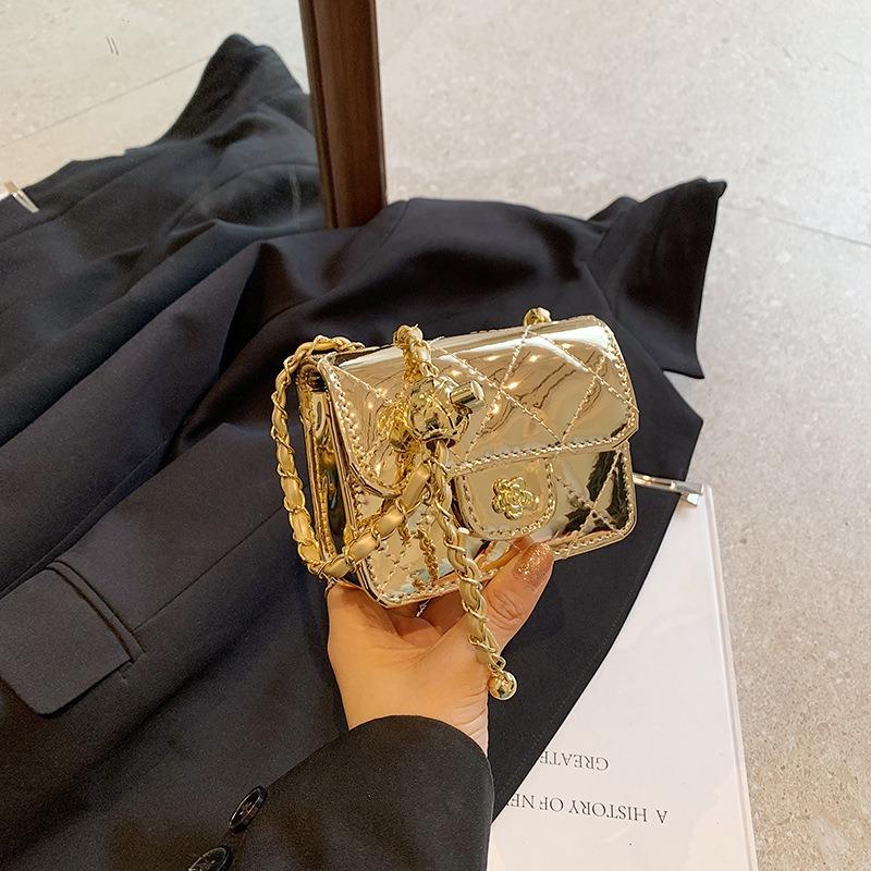 Sommermode Lackleder glänzend Mini-Tasche Damen neu Xiaoxiang Rautenmuster Ketten Umhängetasche