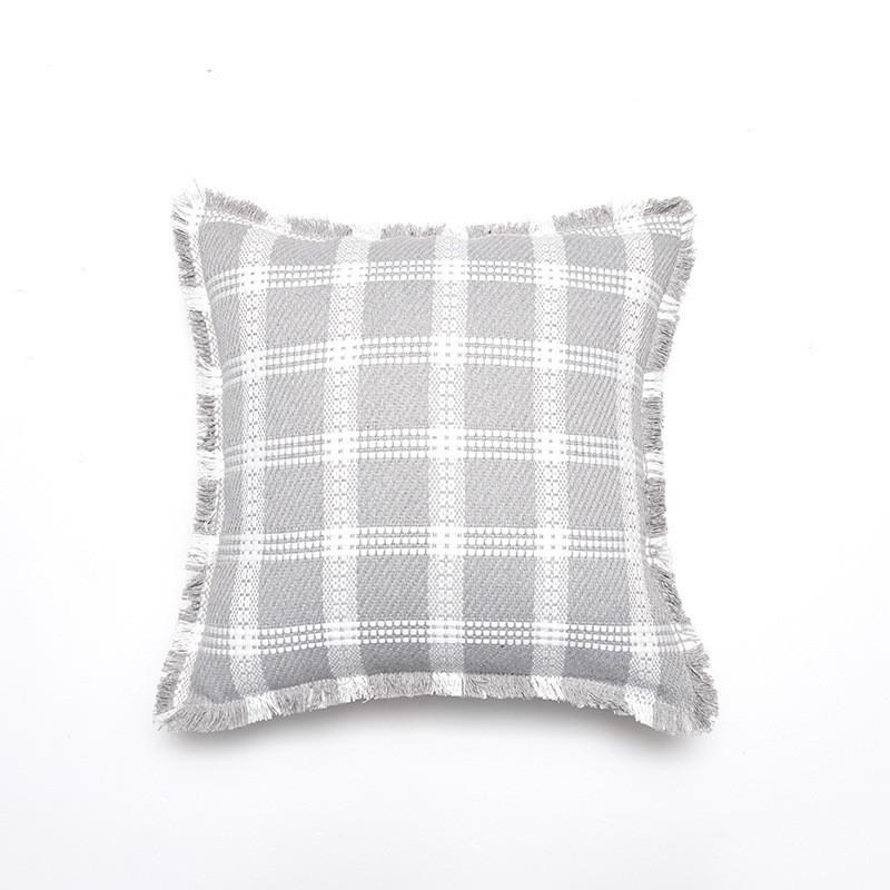 Pillowcase Only Modern Minimalist Soft Polyester Cotton Grid Pattern Pillow Cover For Couch Living Room Bedroom