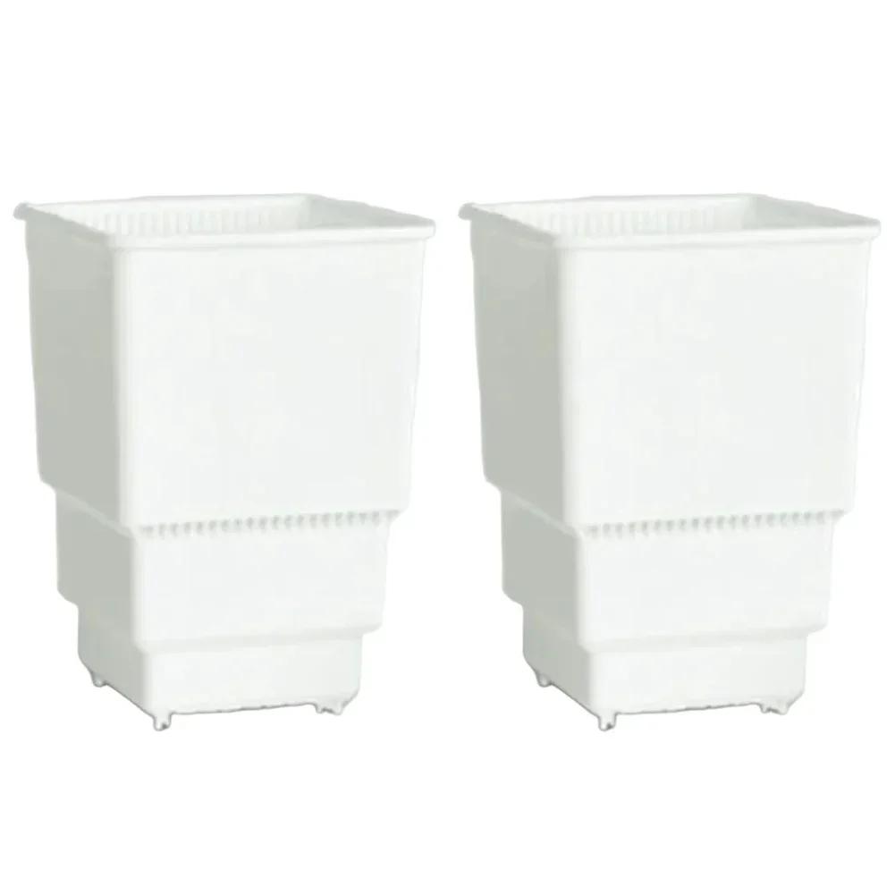 

Set of two square root control flowerpots 8cm and 10cm breathable plastic with air circulation holes for healthy root growth 10cm белый