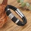 Men's Retro Style Magnetic Buckle Leather Bracelet with Zinc Alloy and Volcanic Stone